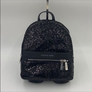 Michael Kors Kenly MD Black Sequin Backpack NWT